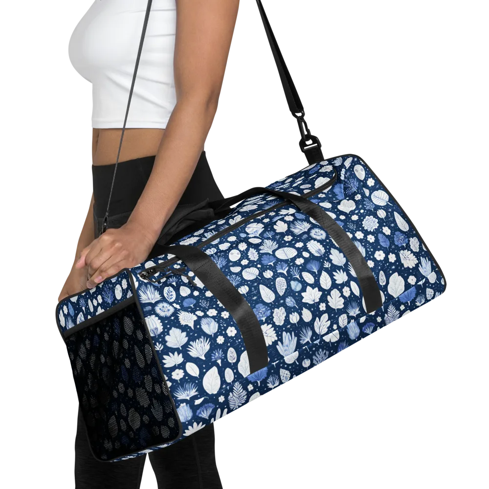 Indigo Herbarium on Duffle Bag — Front
