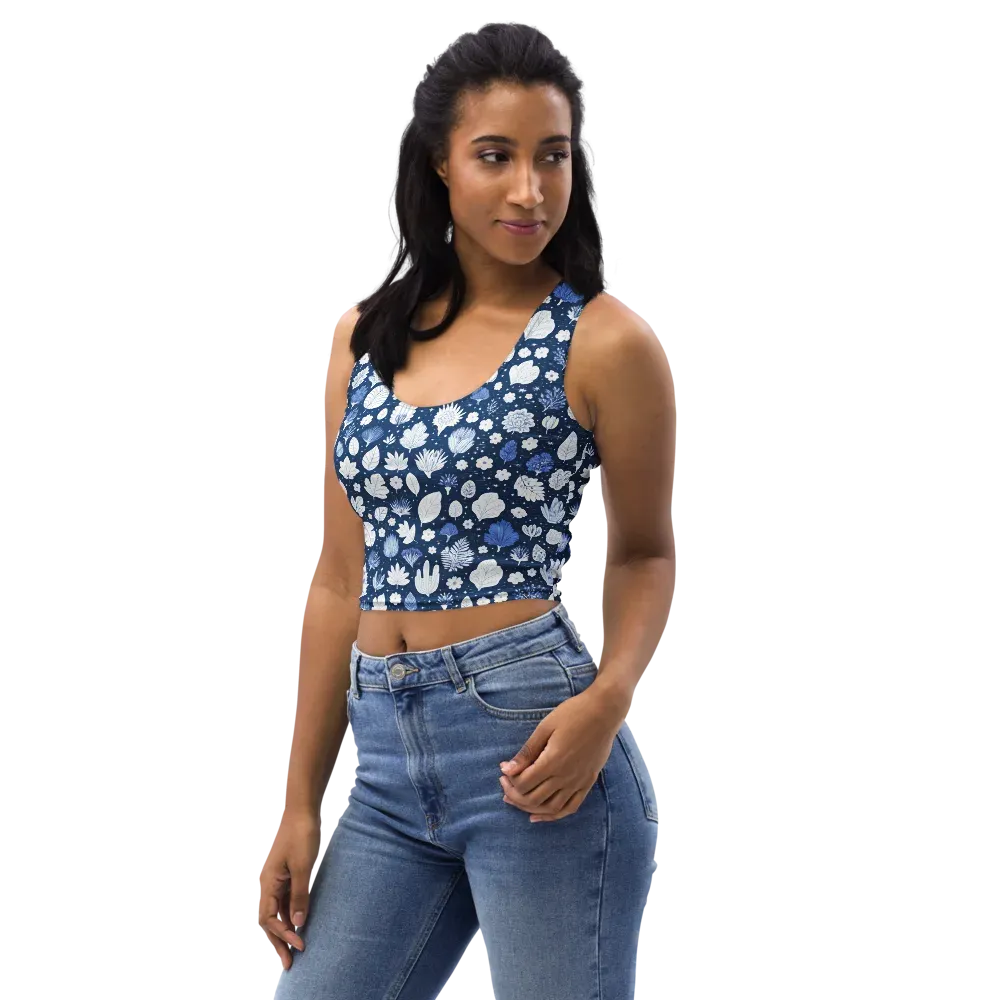 Indigo Herbarium on Crop Top — Left Front