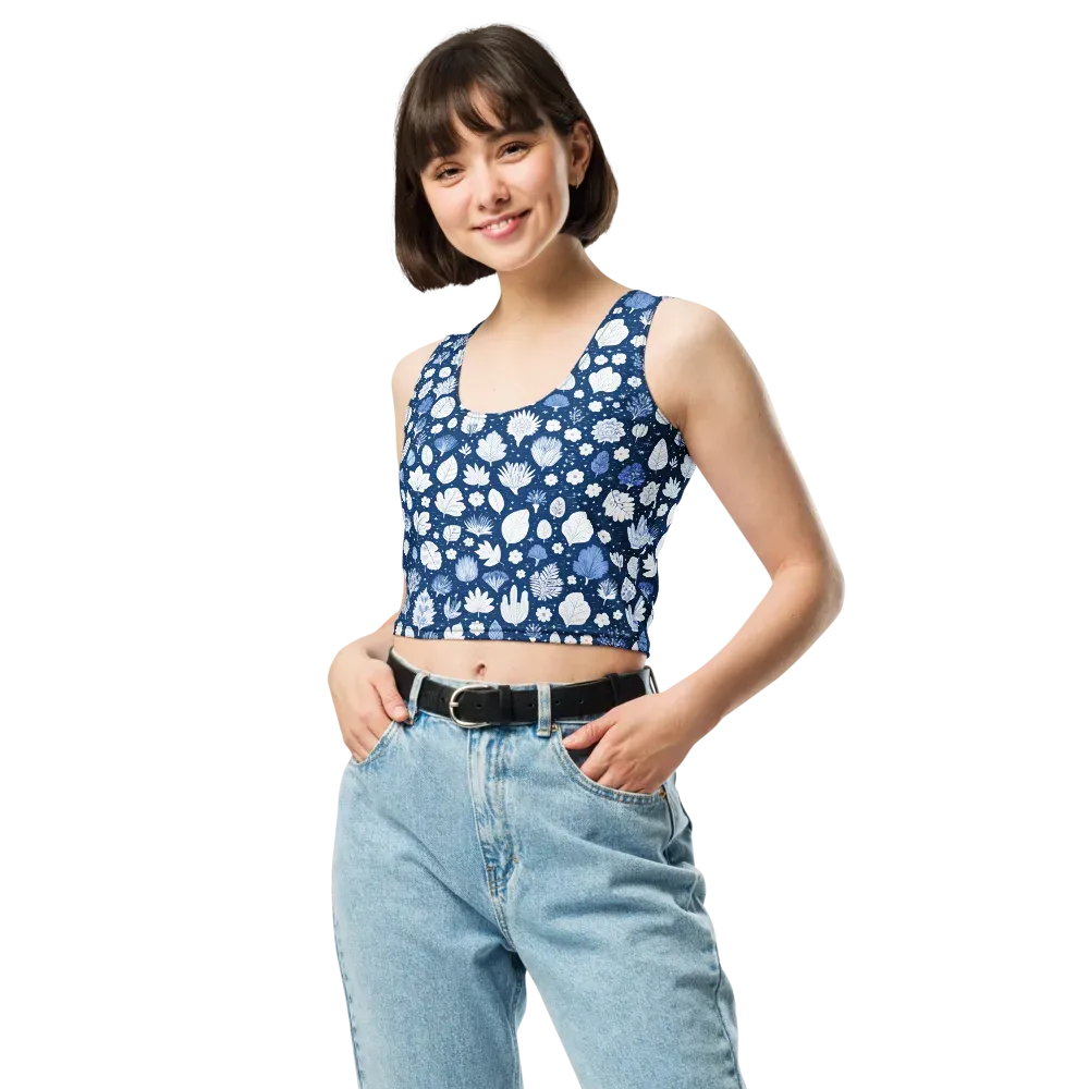 Indigo Herbarium on Crop Top — Front