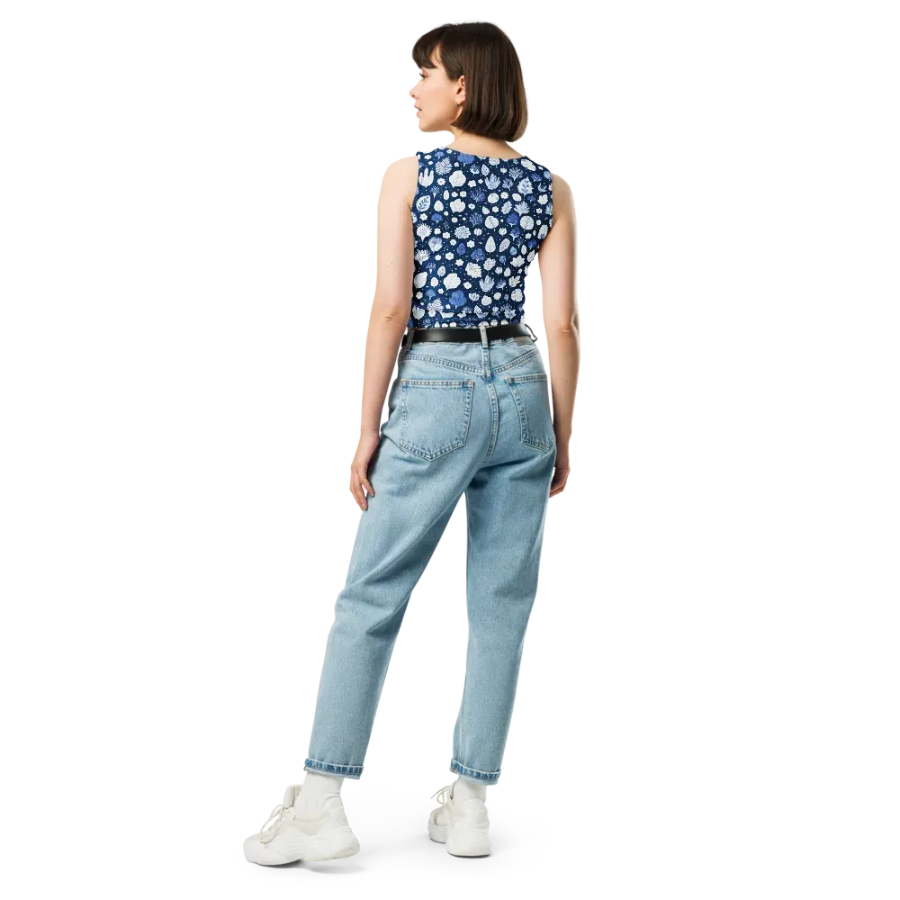 Indigo Herbarium on Crop Top — Back