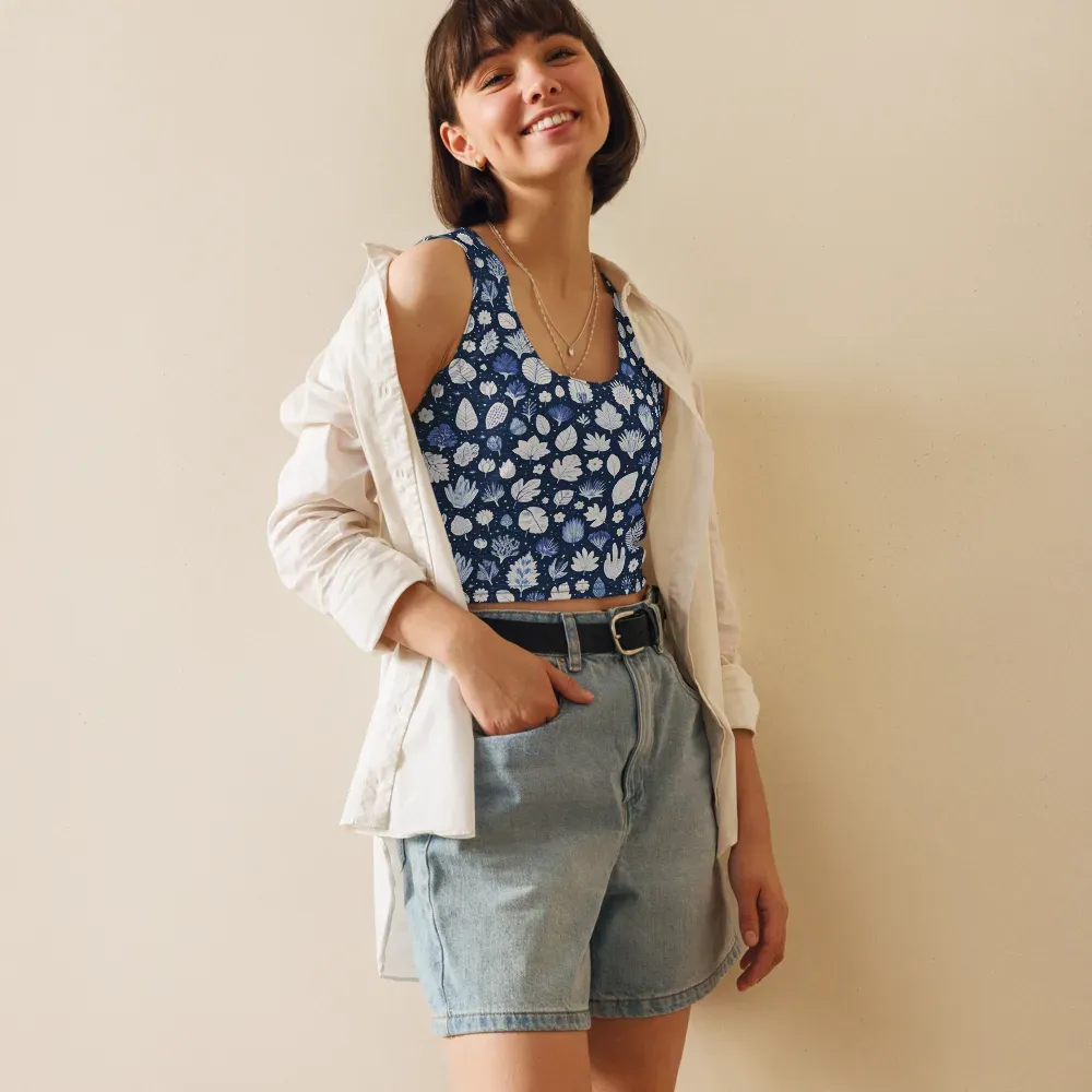 Indigo Herbarium on Crop Top — Front