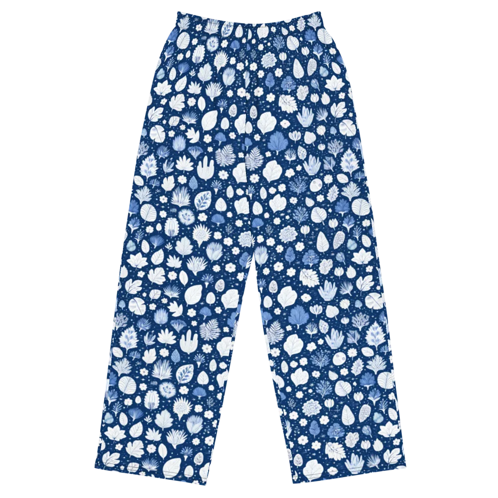 Indigo Herbarium on Wide-Leg Pants — Front