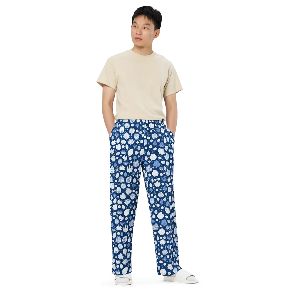 Indigo Herbarium on Wide-Leg Pants — Front