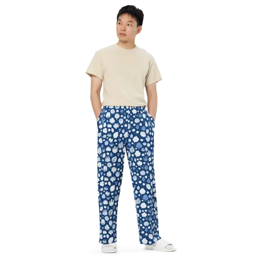 Indigo Herbarium on a Wide-Leg Pants