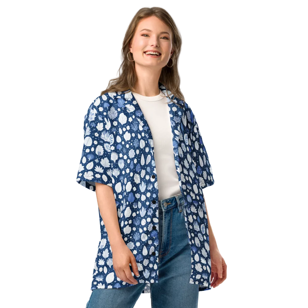 Indigo Herbarium on Button Shirt — Front