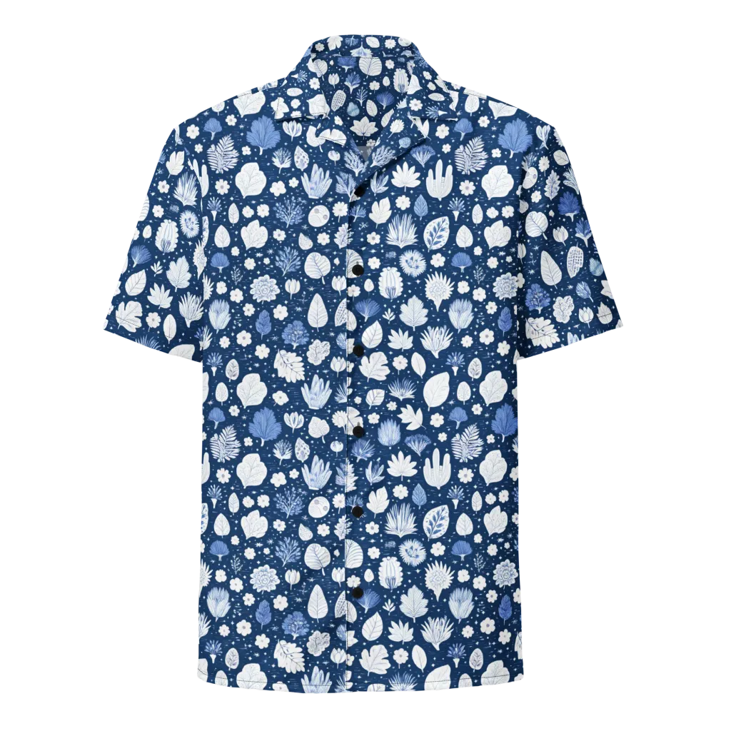 Indigo Herbarium on Button Shirt — Front