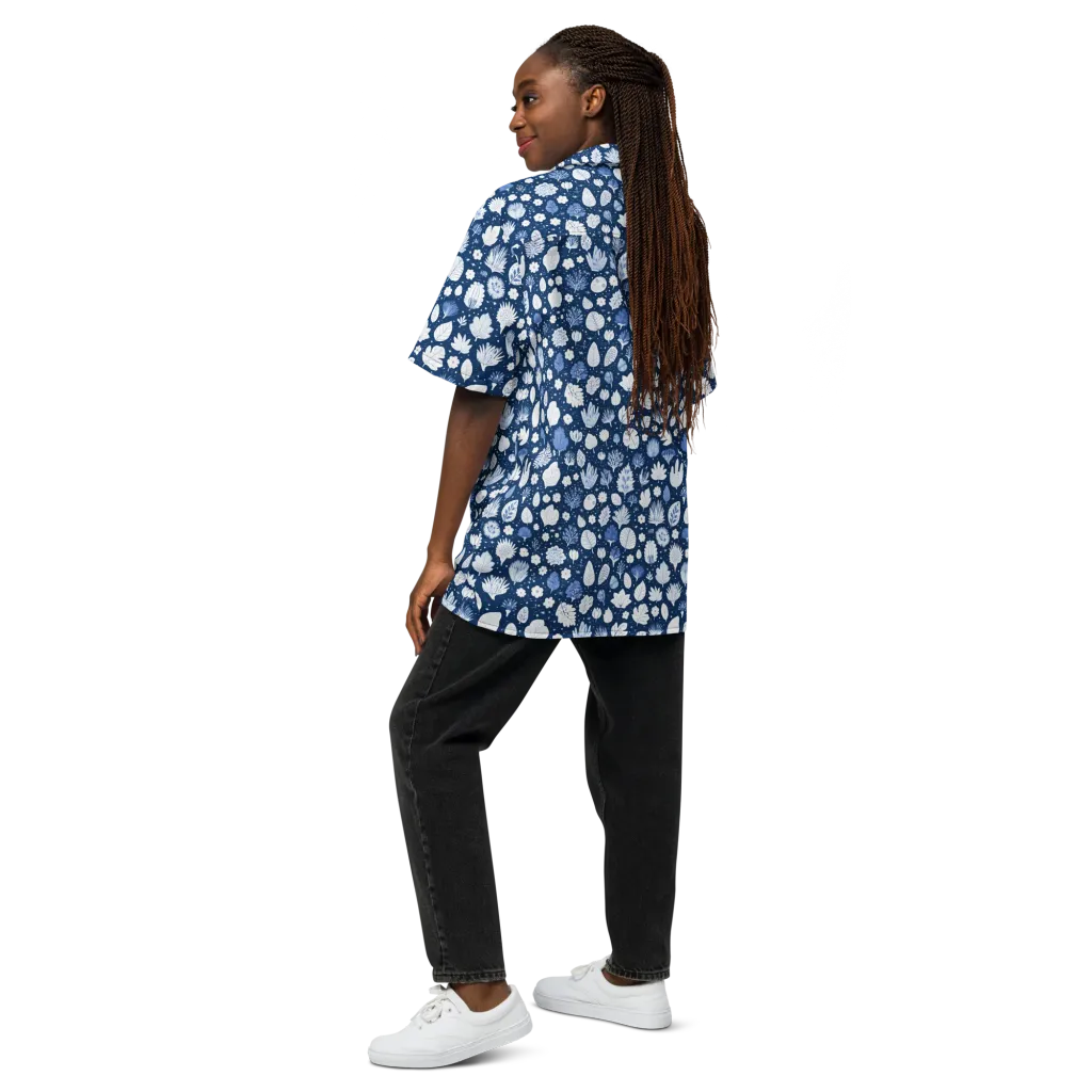Indigo Herbarium on Button Shirt — Back