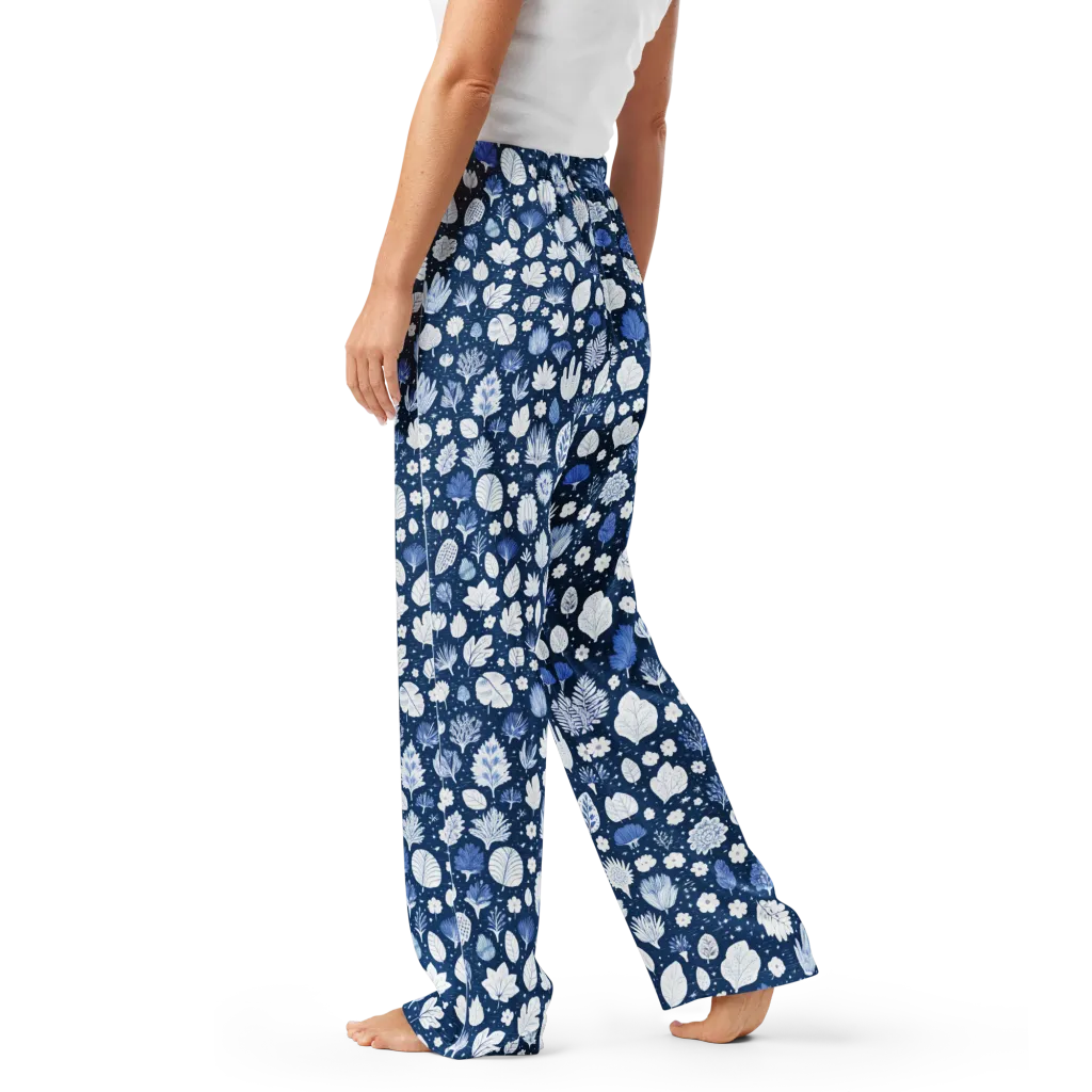 Indigo Herbarium on Women's Pajama Pants — Left