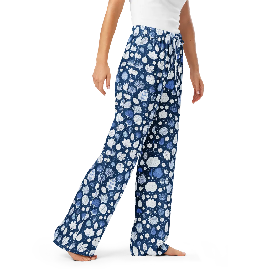 Indigo Herbarium on Women's Pajama Pants — Right Front