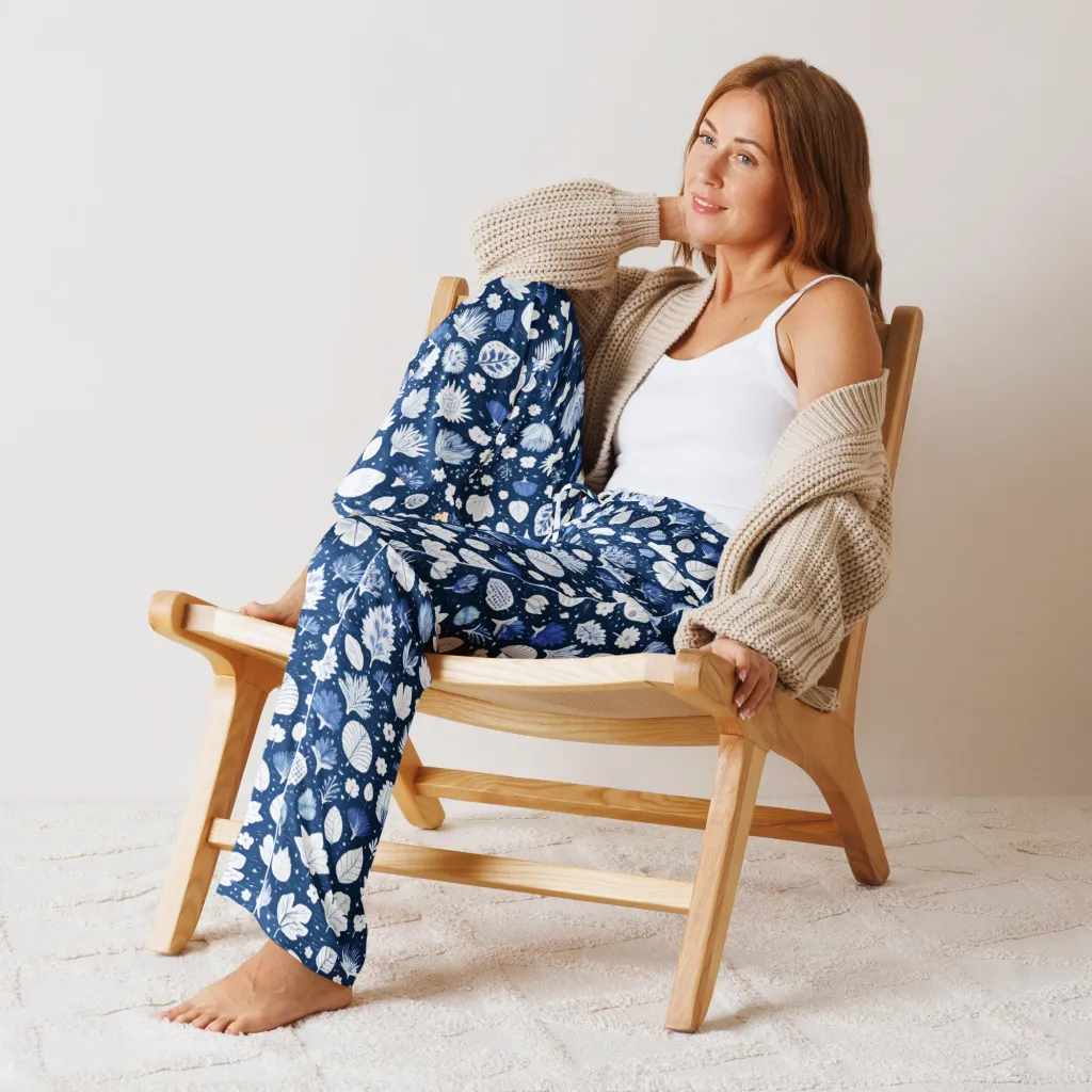 Indigo Herbarium on Women's Pajama Pants — Front