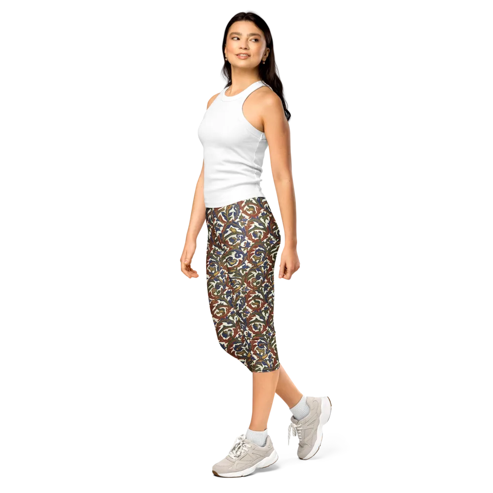 Bestiary Brocade on Capri Leggings — Left Front