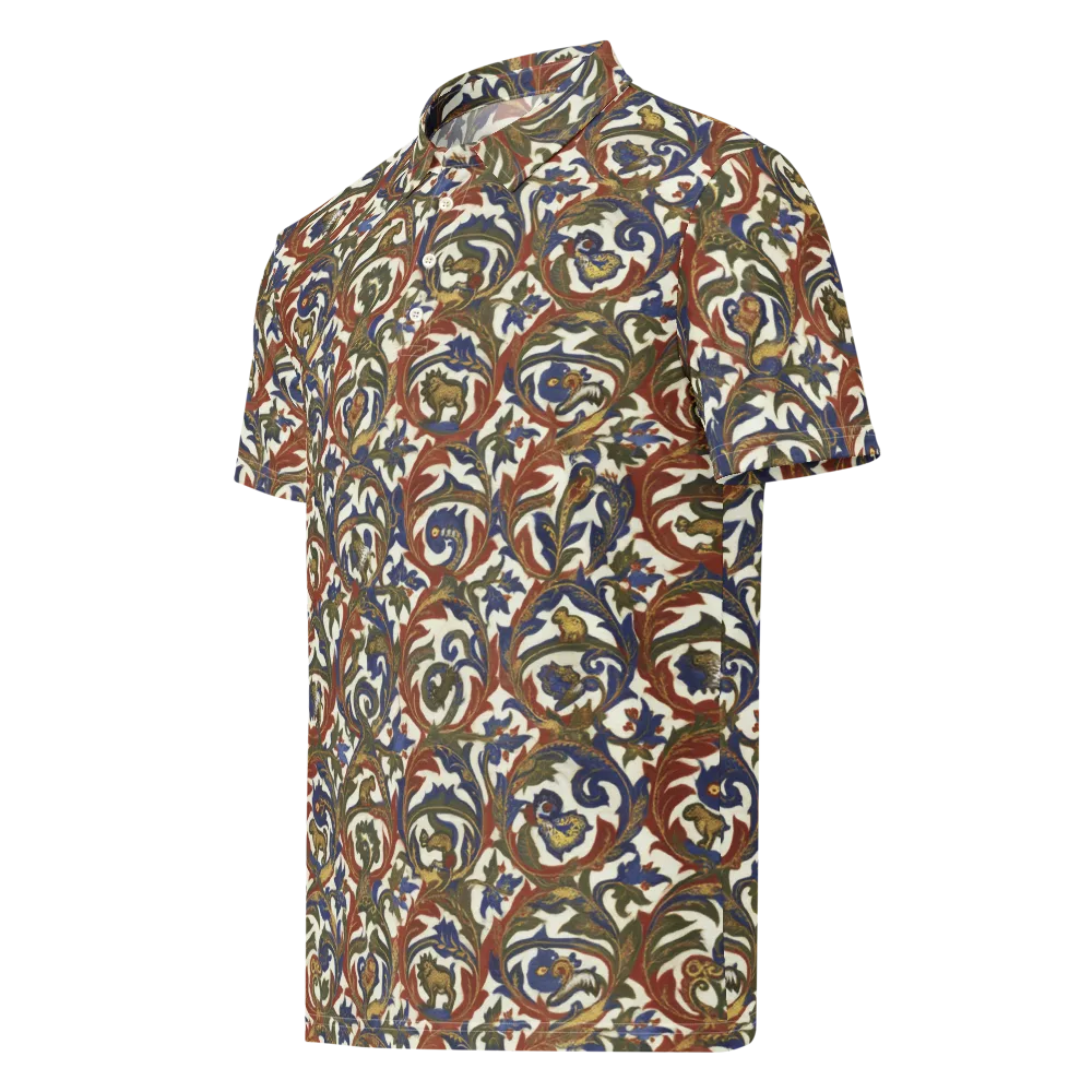 Bestiary Brocade on Men's Slim Fit Polo Shirt — Left Front