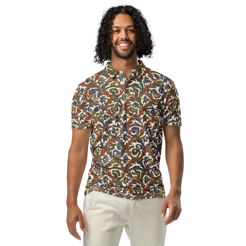 Bestiary Brocade on Men's Slim Fit Polo Shirt — Front