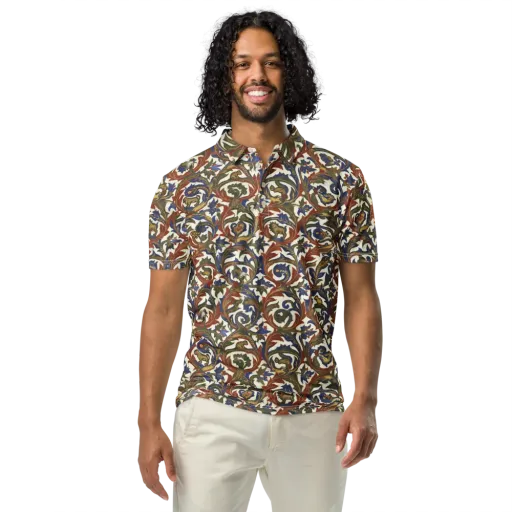 Bestiary Brocade on a Men's Slim Fit Polo Shirt