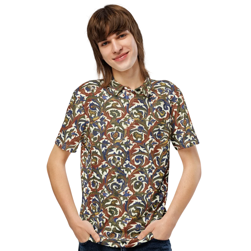 Bestiary Brocade on Men's Slim Fit Polo Shirt — Front