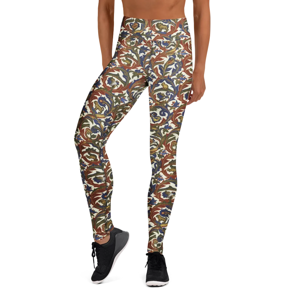 Bestiary Brocade on Yoga Leggings — Front