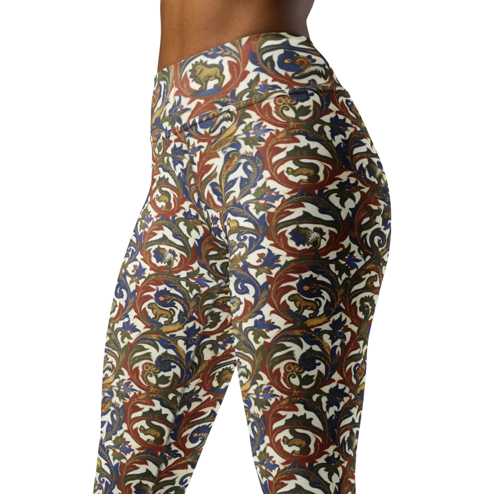Bestiary Brocade on Yoga Leggings — Left Front