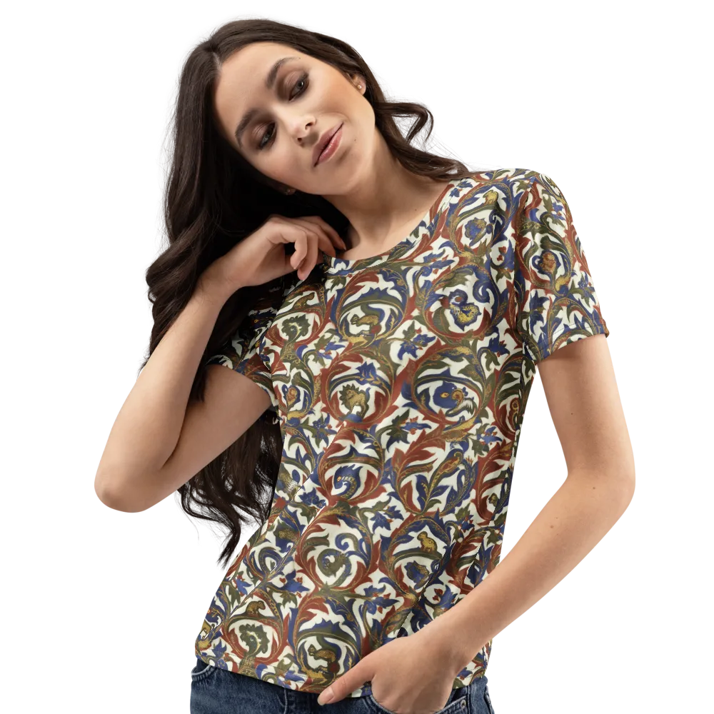 Bestiary Brocade on Women's Crew Neck T-Shirt — Left Front