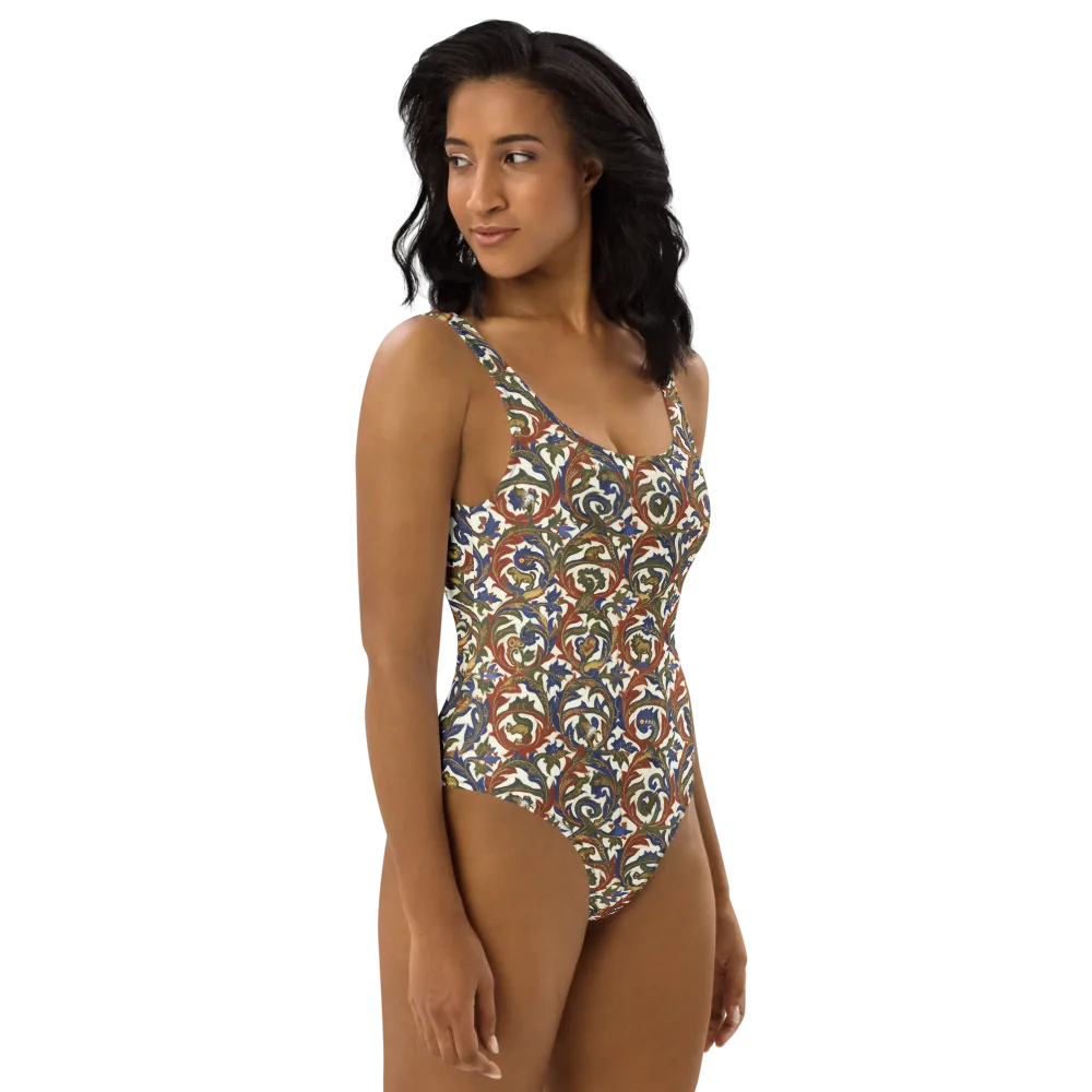 Bestiary Brocade on One-Piece Swimsuit — Right