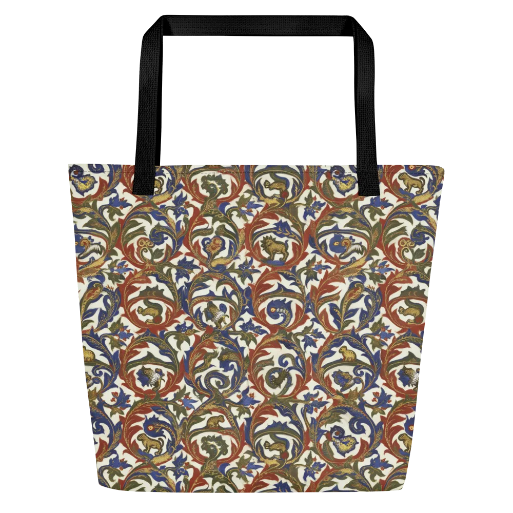 Bestiary Brocade on Large Tote Bag W/ Pocket — Front