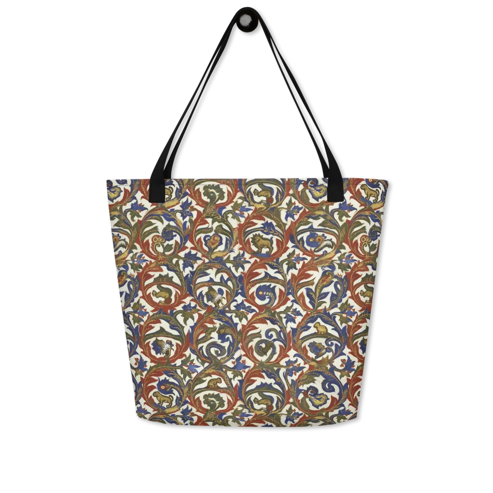 Bestiary Brocade on Large Tote Bag W/ Pocket — Front