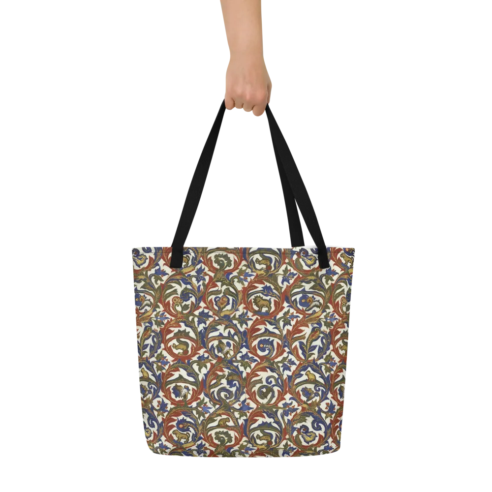 Bestiary Brocade on Large Tote Bag W/ Pocket — Front