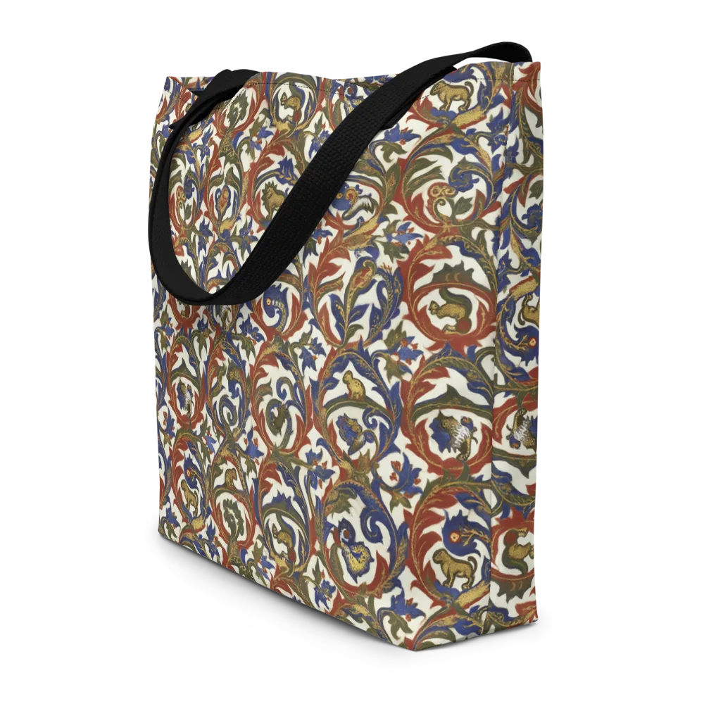 Bestiary Brocade on Large Tote Bag W/ Pocket — Front