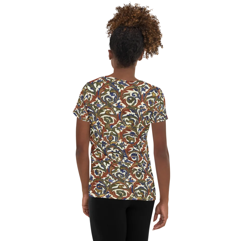 Bestiary Brocade on Women's Athletic T-Shirt — Back