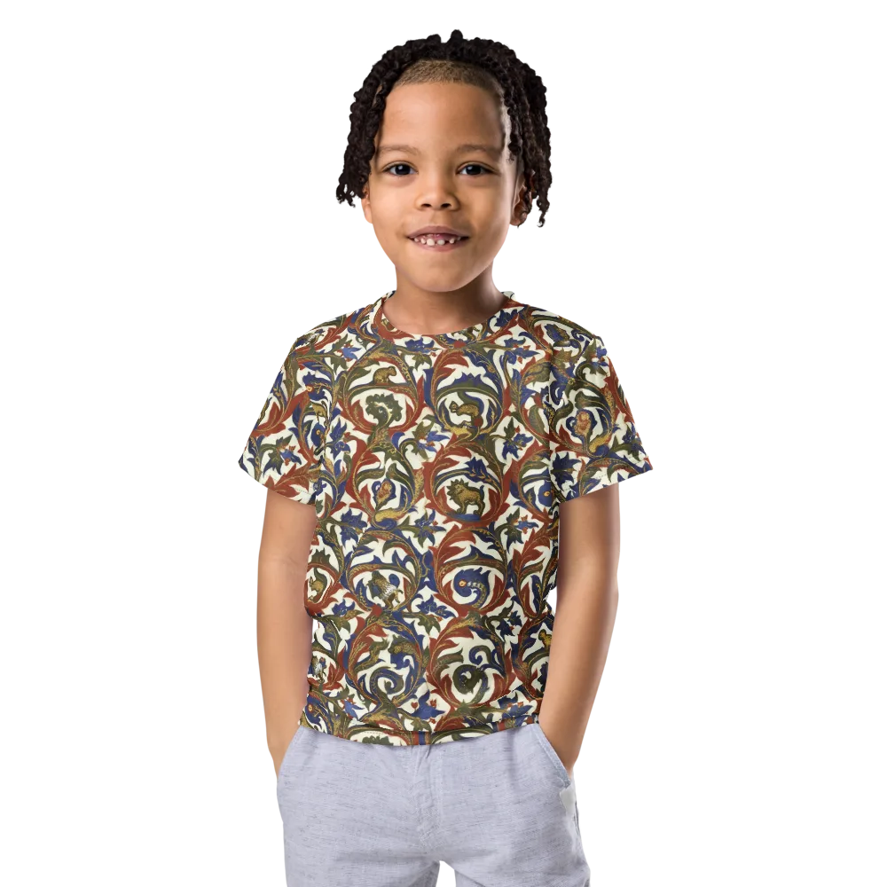 Bestiary Brocade on Kids Crew Neck T-Shirt — Front