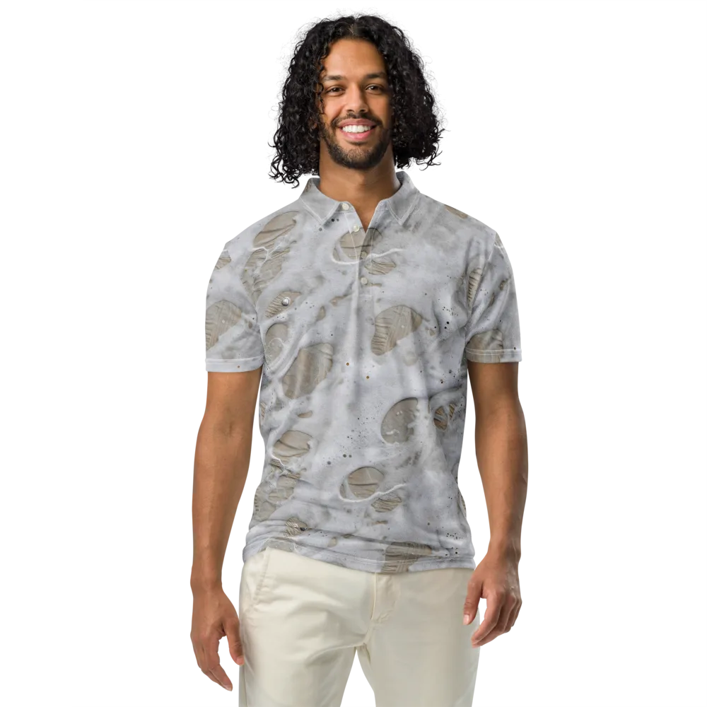 Moonstone Foam on Men's Slim Fit Polo Shirt — Front