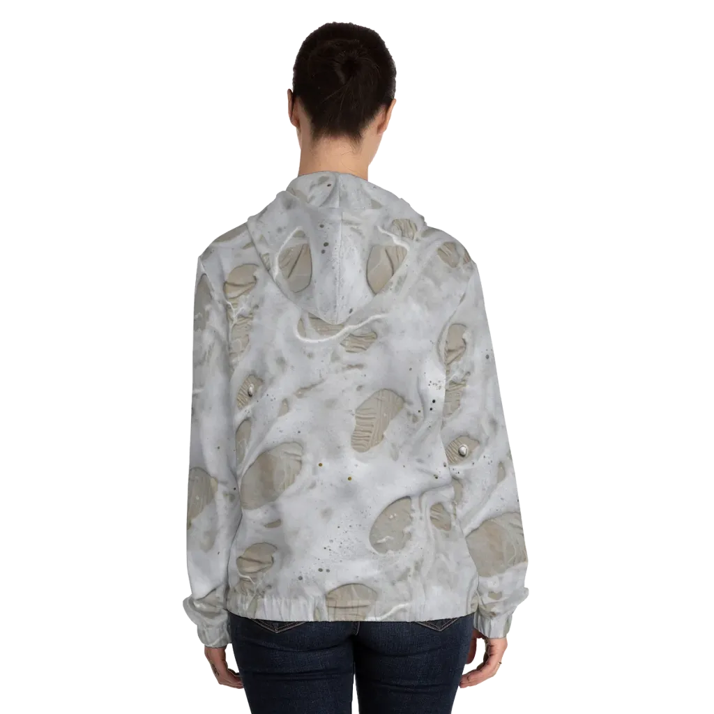 Moonstone Foam on Women's Full-Zip Hoodie — Back On Person