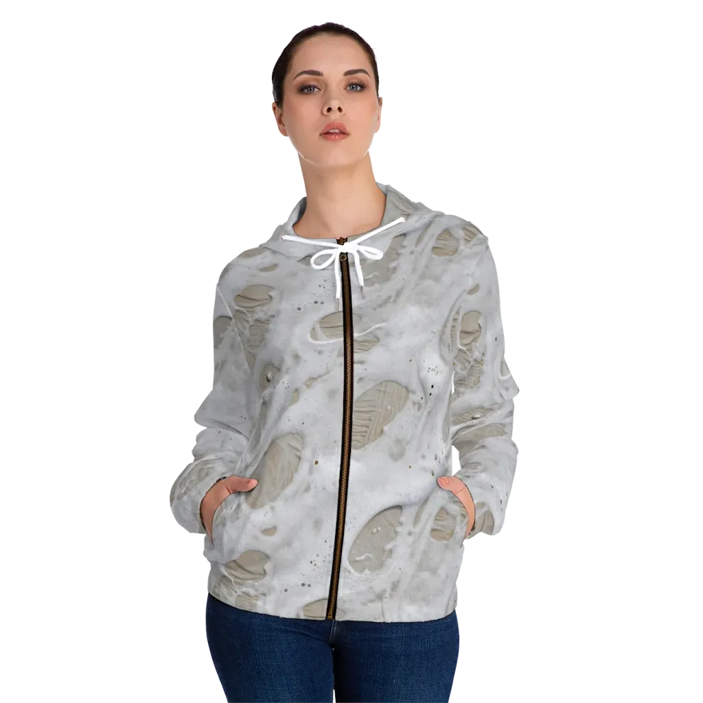 Moonstone Foam on Women's Full-Zip Hoodie — Front On Person