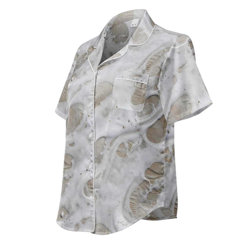 Moonstone Foam on Women's Short Sleeve Pajama Top — Left Front
