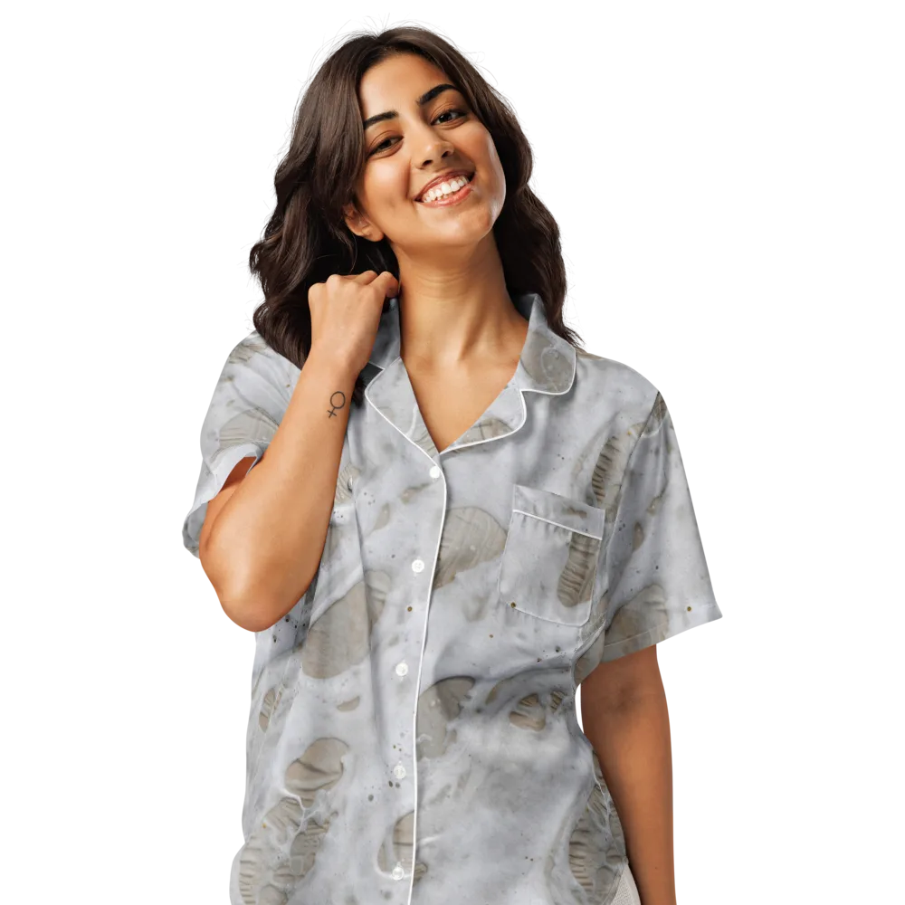 Moonstone Foam on Women's Short Sleeve Pajama Top — Front