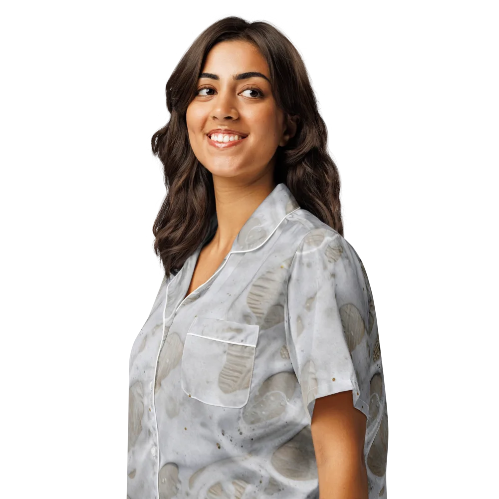 Moonstone Foam on Women's Short Sleeve Pajama Top — Left Front