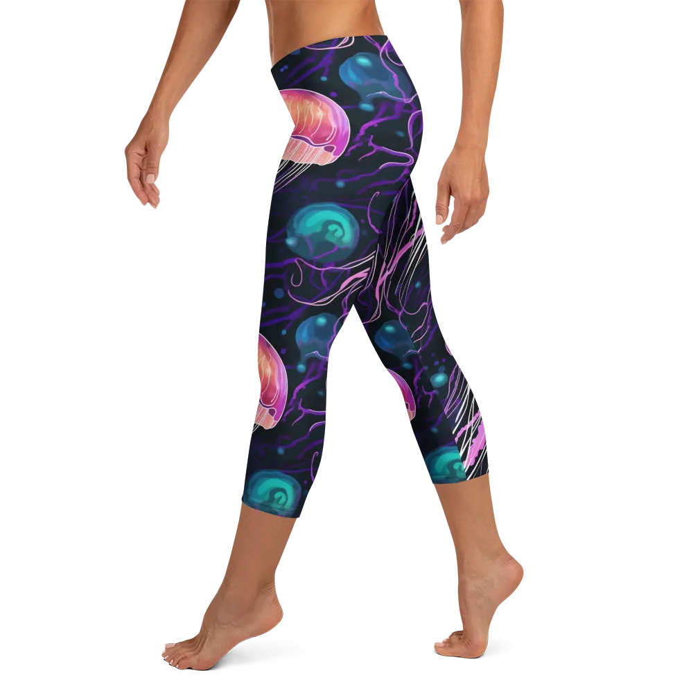 Neon Abyss on Capri Leggings — Left