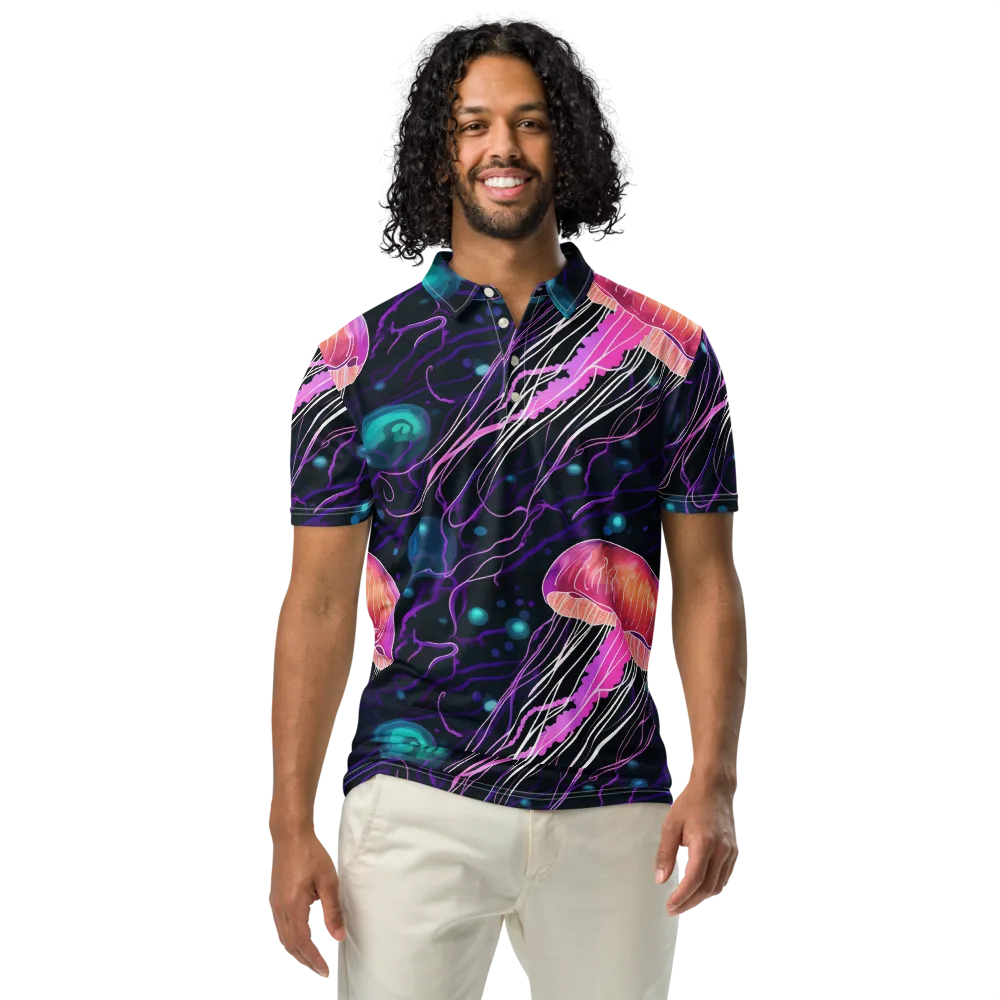 Neon Abyss on Men's Slim Fit Polo Shirt — Front
