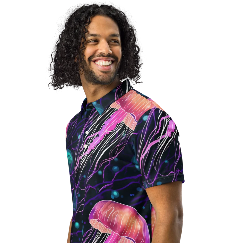 Neon Abyss on Men's Slim Fit Polo Shirt — Left Front
