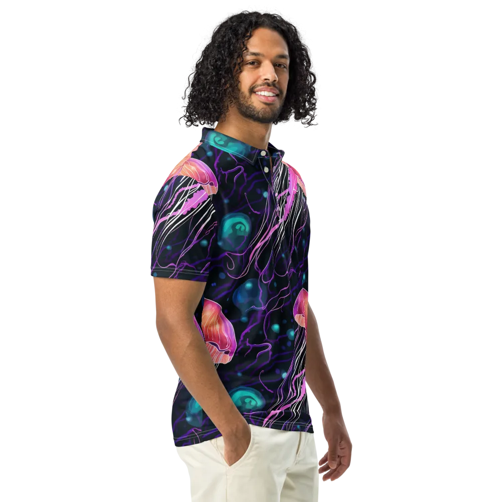 Neon Abyss on Men's Slim Fit Polo Shirt — Right Front
