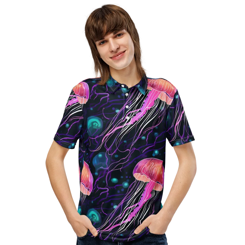 Neon Abyss on Men's Slim Fit Polo Shirt — Front