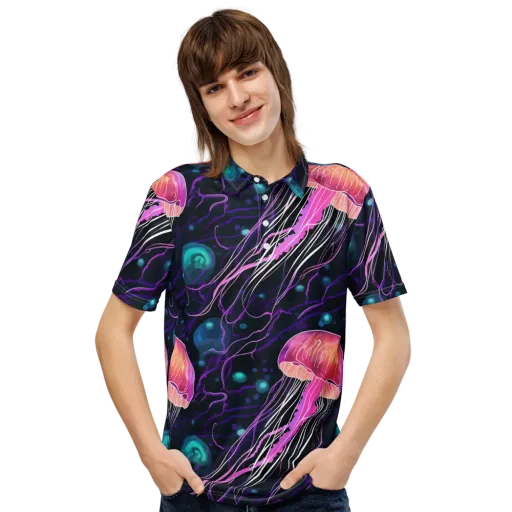 Neon Abyss on a Men's Slim Fit Polo Shirt
