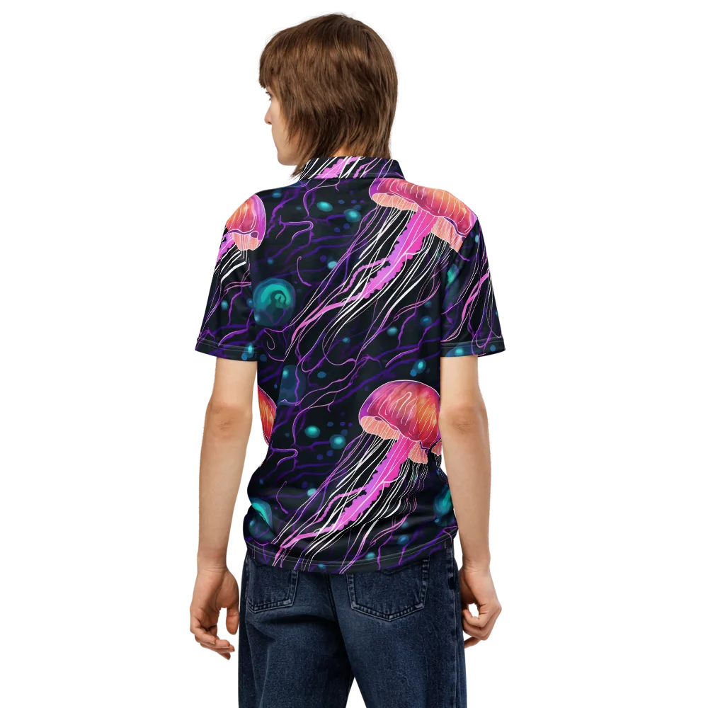 Neon Abyss on Men's Slim Fit Polo Shirt — Back