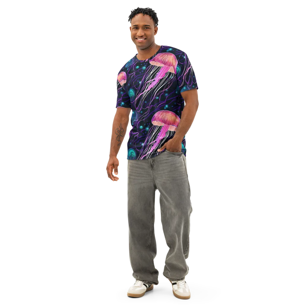Neon Abyss on Men's Cotton Crew Neck T-Shirt — Front