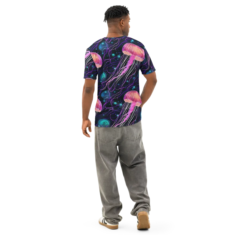 Neon Abyss on Men's Cotton Crew Neck T-Shirt — Back