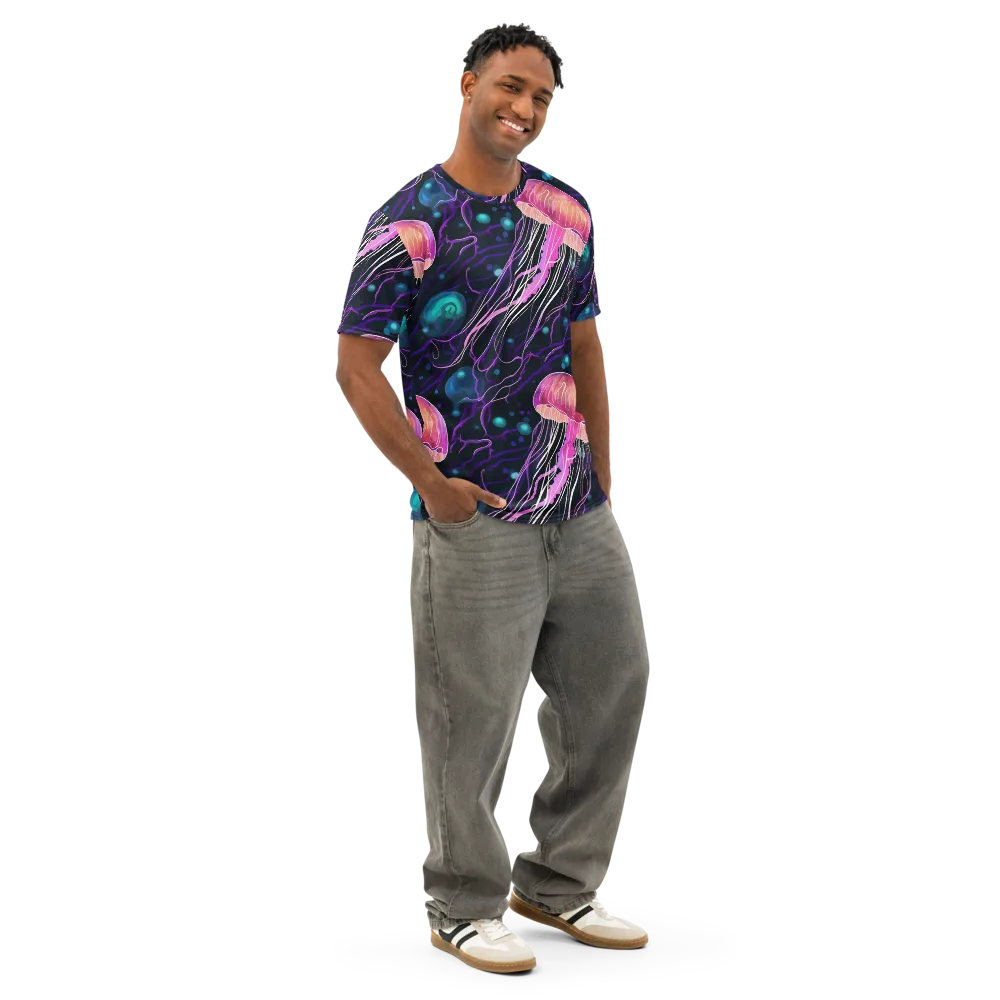 Neon Abyss on Men's Cotton Crew Neck T-Shirt — Right Front