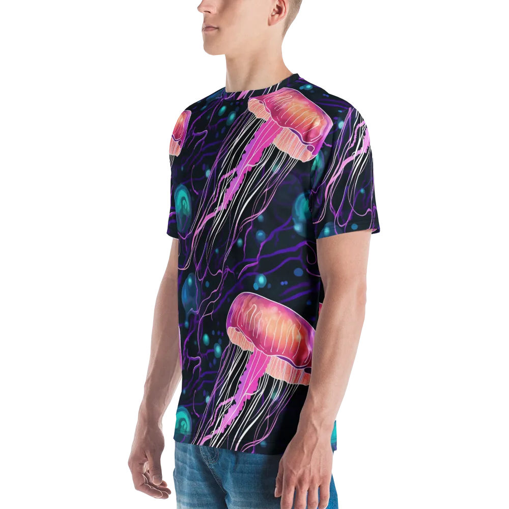 Neon Abyss on Men's Crew Neck T-Shirt — Left
