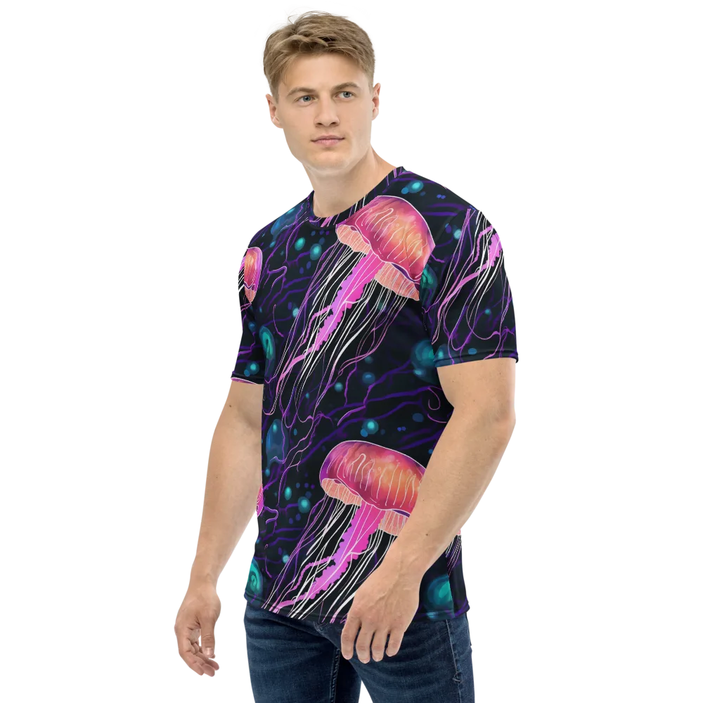 Neon Abyss on Men's Crew Neck T-Shirt — Left