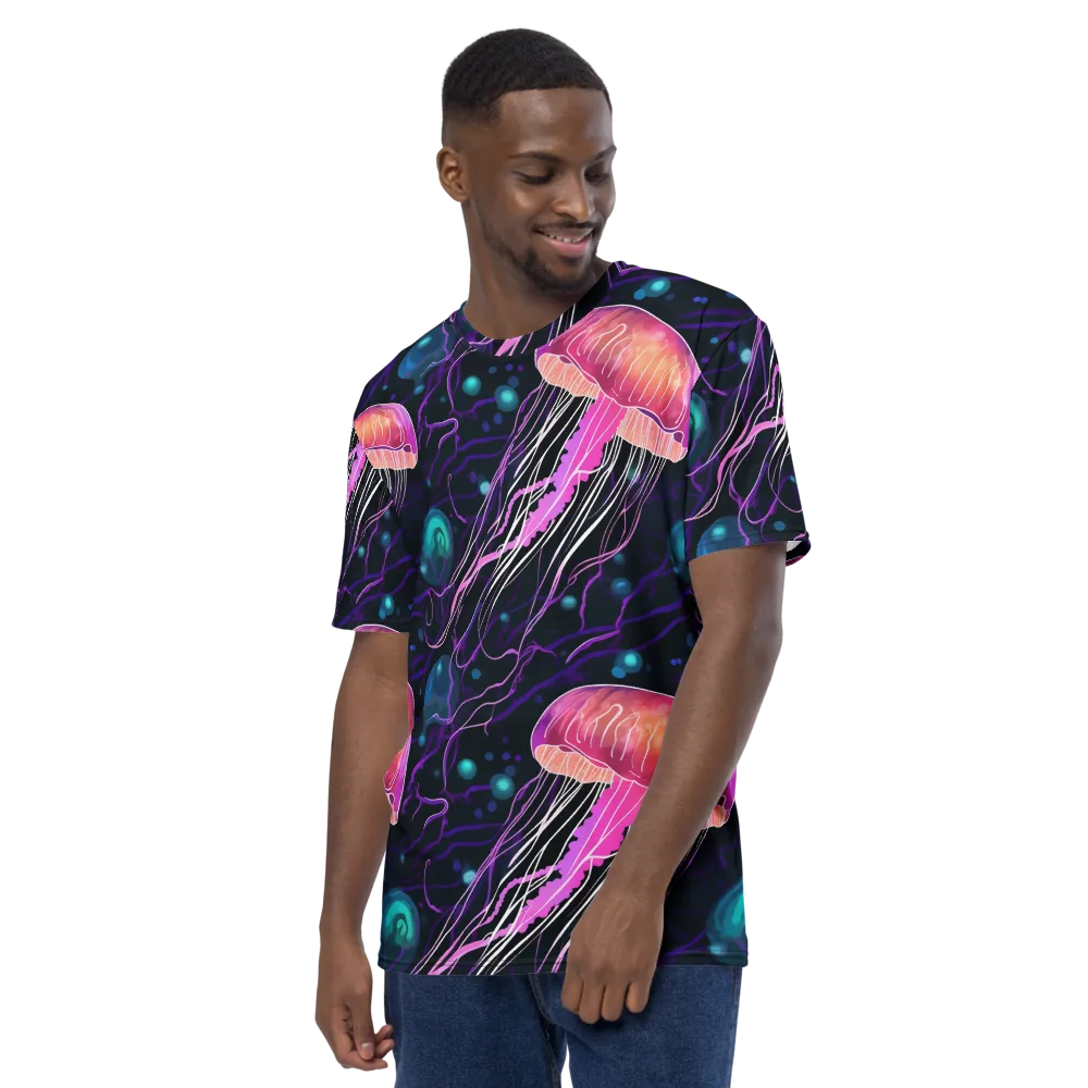 Neon Abyss on Men's Crew Neck T-Shirt — Left