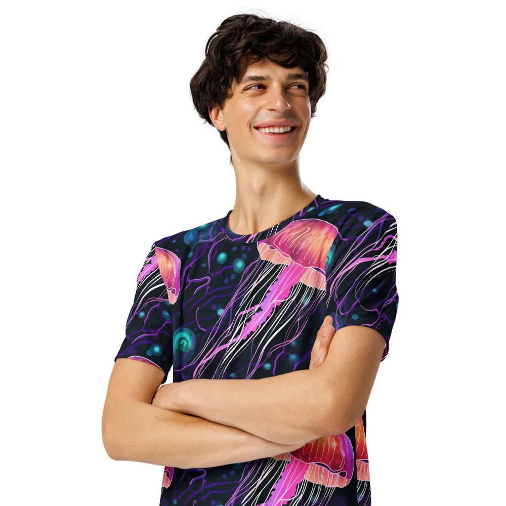 Neon Abyss on Men's Crew Neck T-Shirt — Left Front