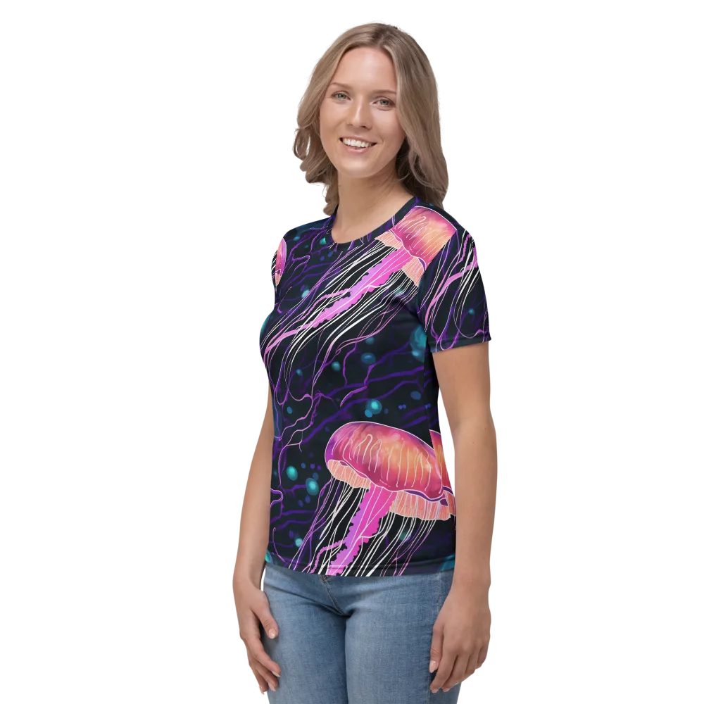 Neon Abyss on Women's Crew Neck T-Shirt — Left